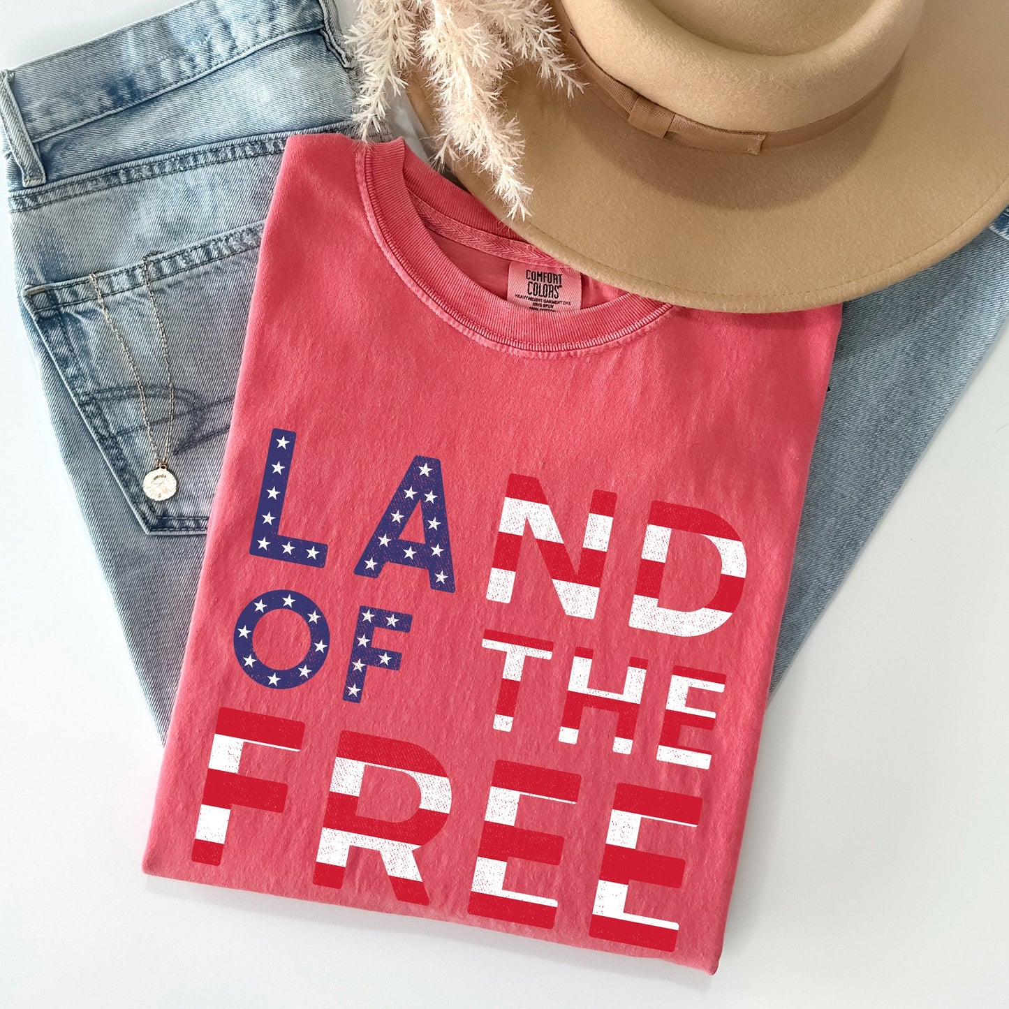 Land Of The Free Patriotic 4th of July Comfort Colors Tshirt