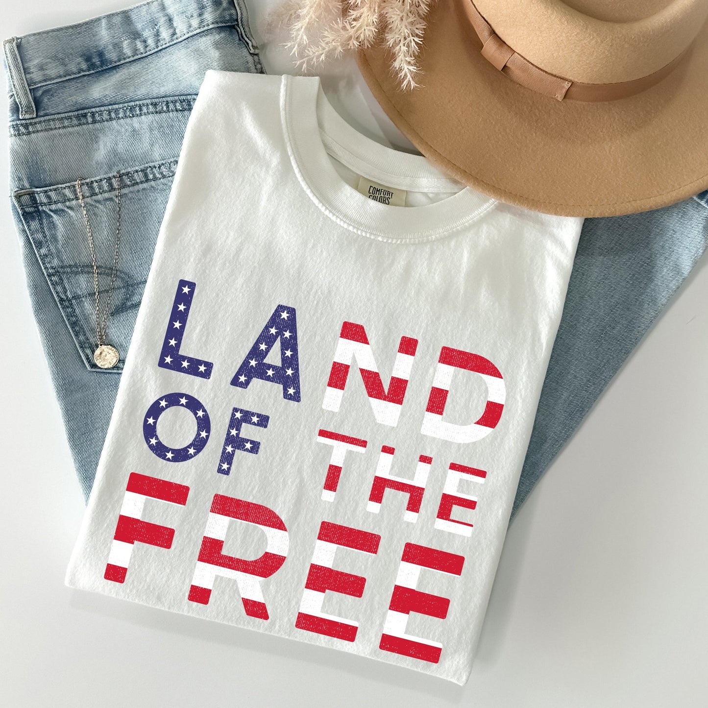 Land Of The Free Patriotic 4th of July Comfort Colors Tshirt
