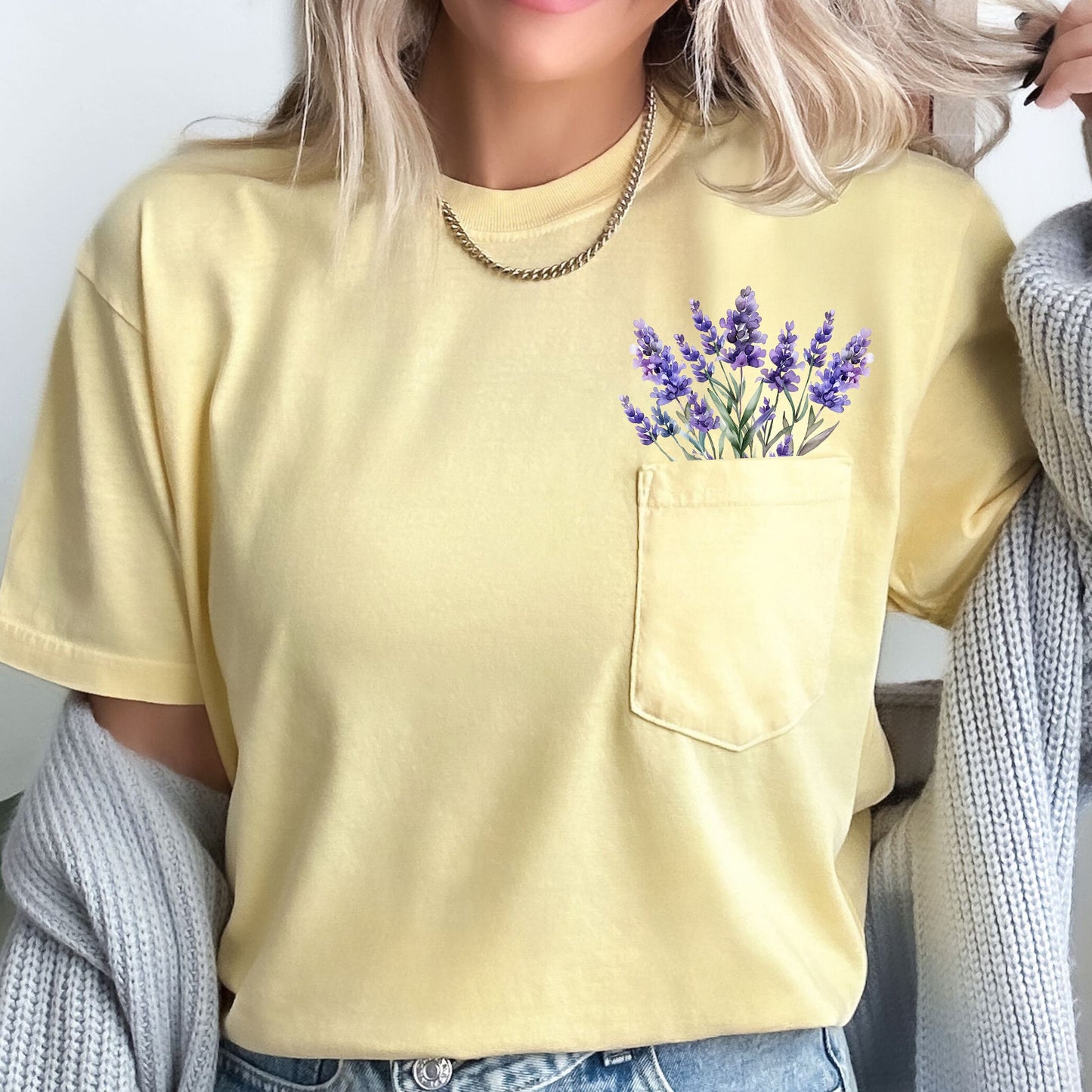 Lavender, Floral Pocket Tee, Beautiful, Gorgeous, Comfort Colors Tshirt