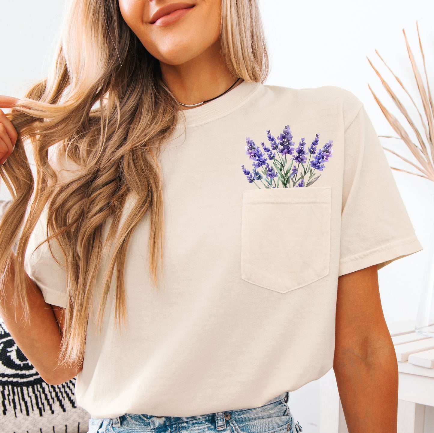 Lavender, Floral Pocket Tee, Beautiful, Gorgeous, Comfort Colors Tshirt