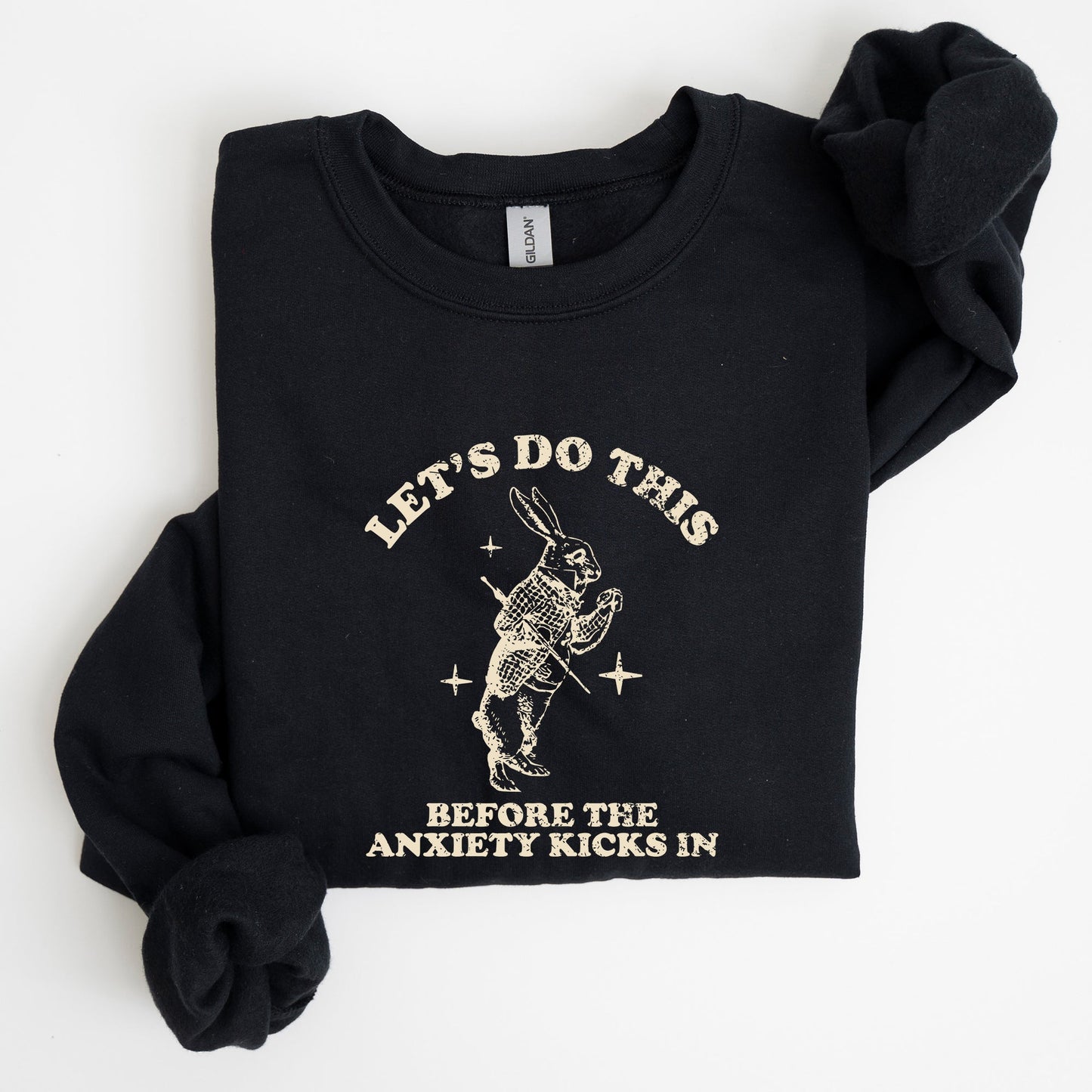 Let's Do this Before Anxiety Kicks In, Rabbit, Alice Wonderland, Meme, Aesthetic, Funny Sweatshirt