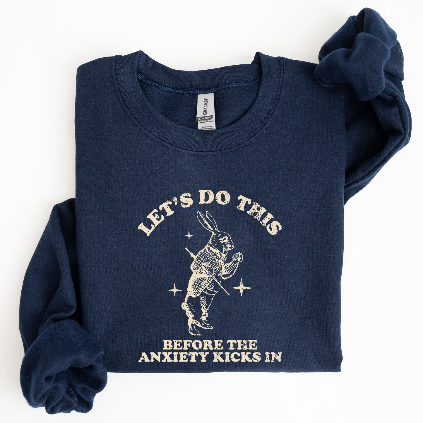 Let's Do this Before Anxiety Kicks In, Rabbit, Alice Wonderland, Meme, Aesthetic, Funny Sweatshirt