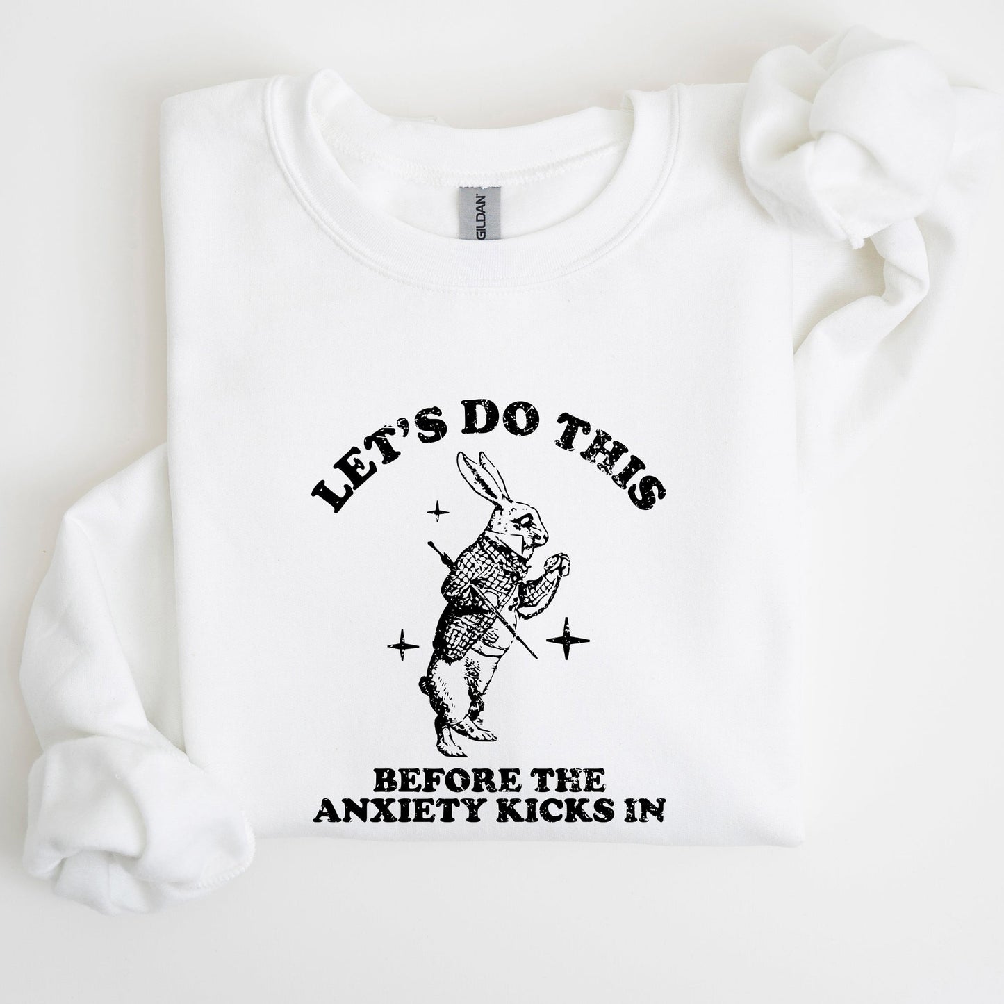 Let's Do this Before Anxiety Kicks In, Rabbit, Alice Wonderland, Meme, Aesthetic, Funny Sweatshirt