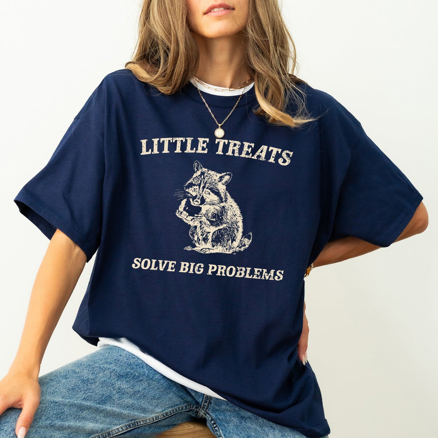 Little Treats Solve Big Problems, Raccoon, Meme, Aesthetic, Funny, Comfort Colors Tshirt
