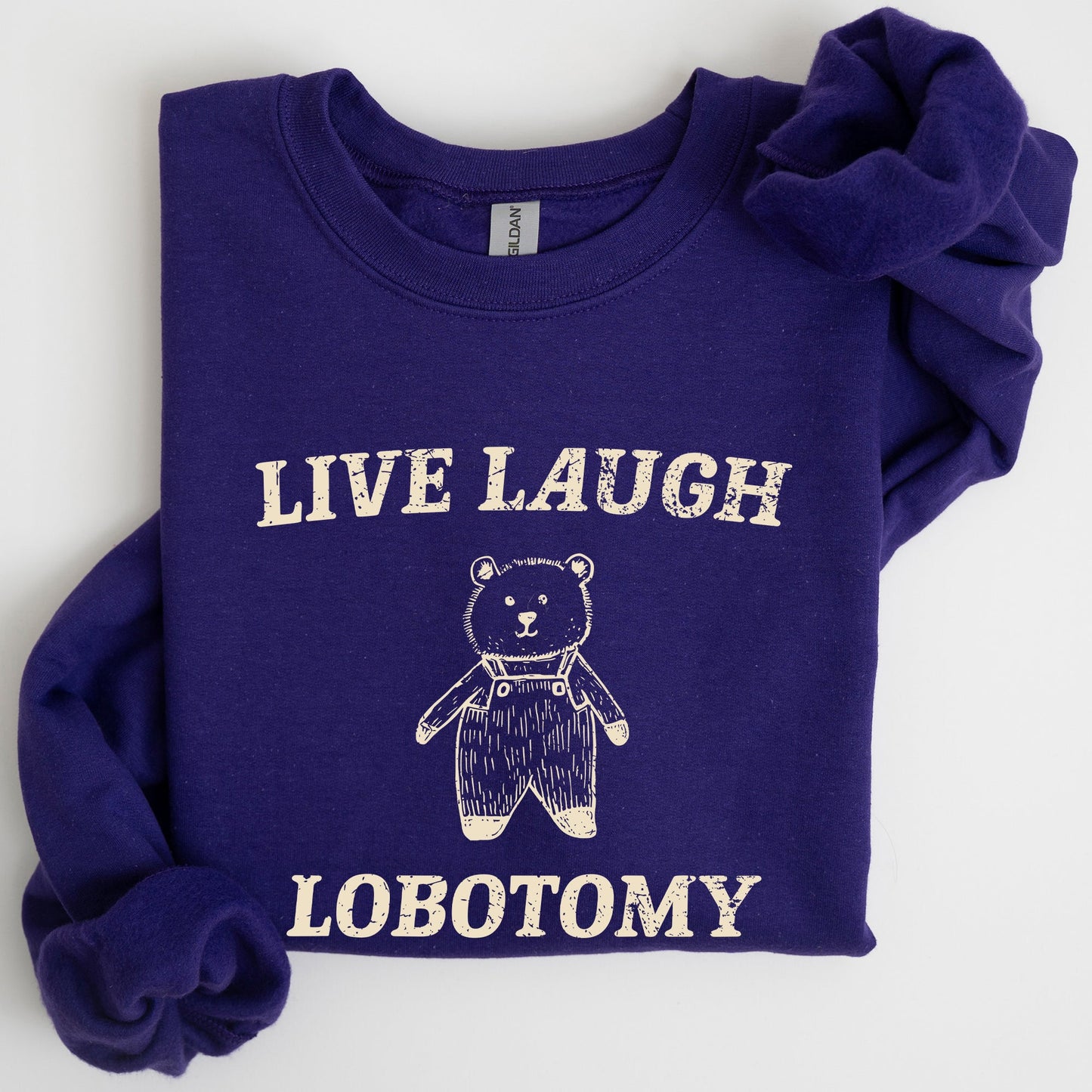 Live Laugh Lobotomy, Bear, Meme, Aesthetic, Funny Sweatshirt
