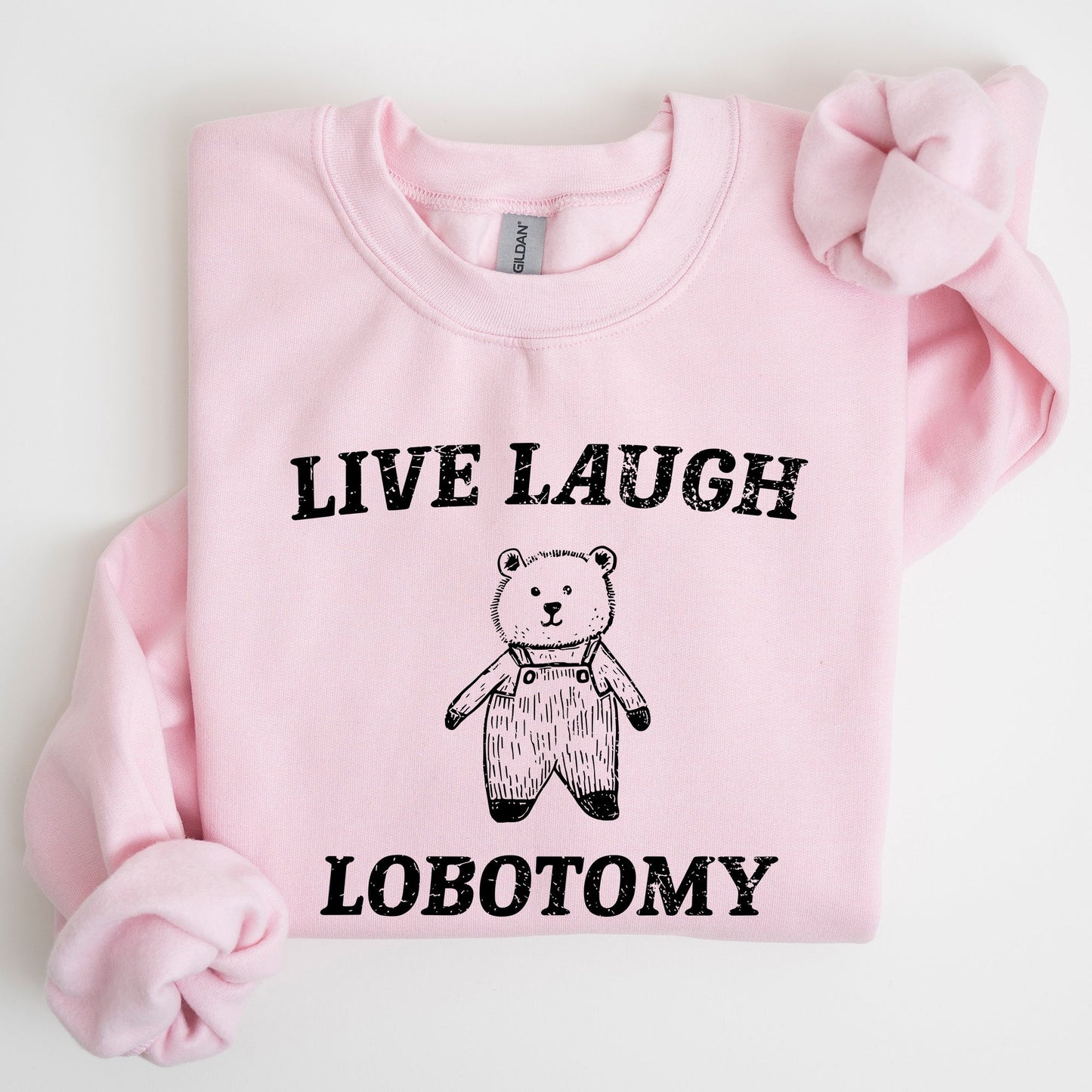 Live Laugh Lobotomy, Bear, Meme, Aesthetic, Funny Sweatshirt