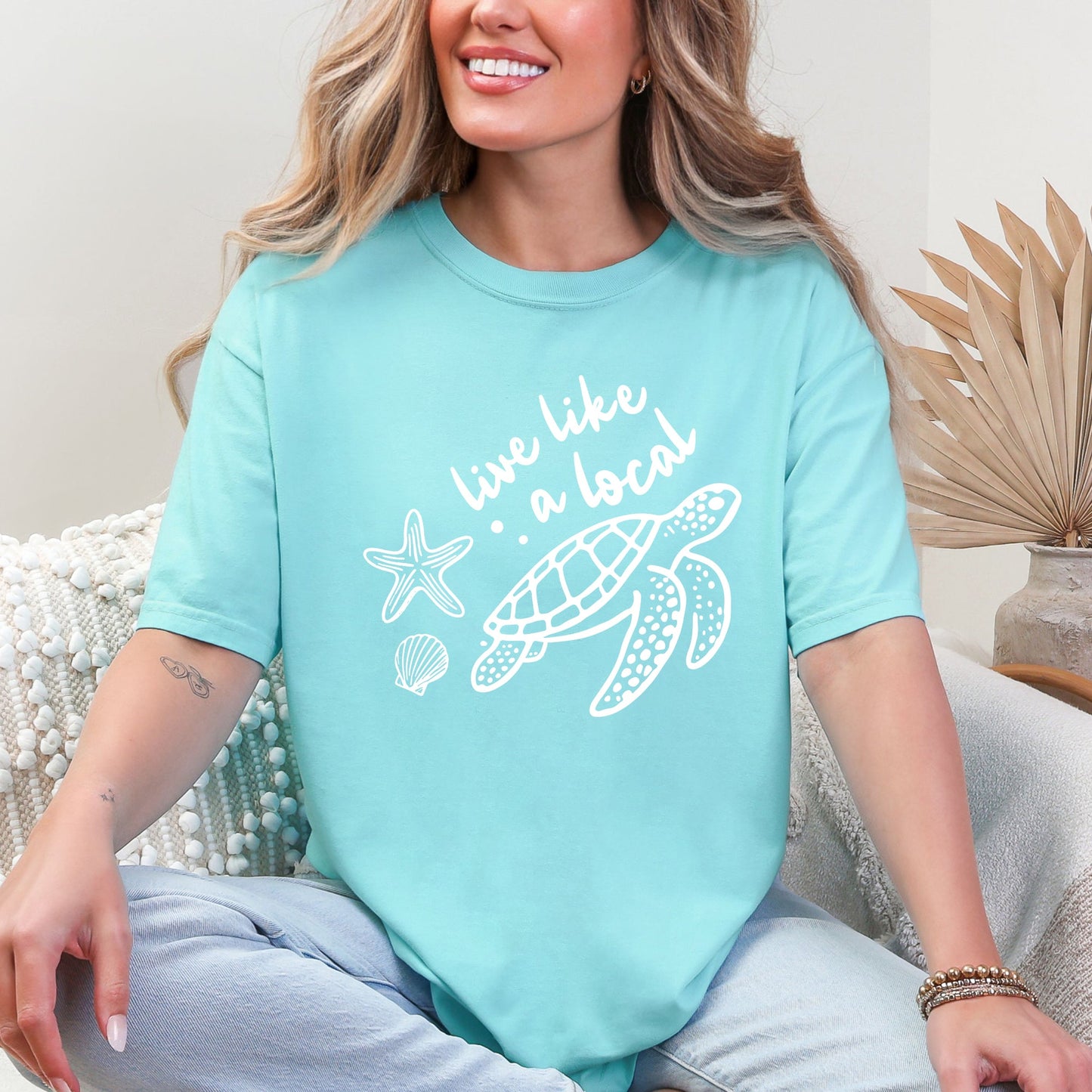 Live Like A Local, Beach, Sea Turtle, Summer, Ocean, Sea, Comfort Colors T-Shirt
