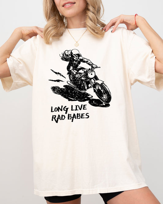 Long Live Rad Babes, Motorcycle, Feminist, Women, Retro, Vintage Tshirt Comfort Colors T-Shirt