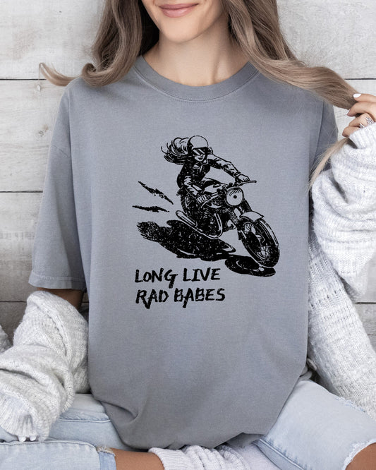 Long Live Rad Babes, Motorcycle, Feminist, Women, Retro, Vintage Tshirt Comfort Colors T-Shirt