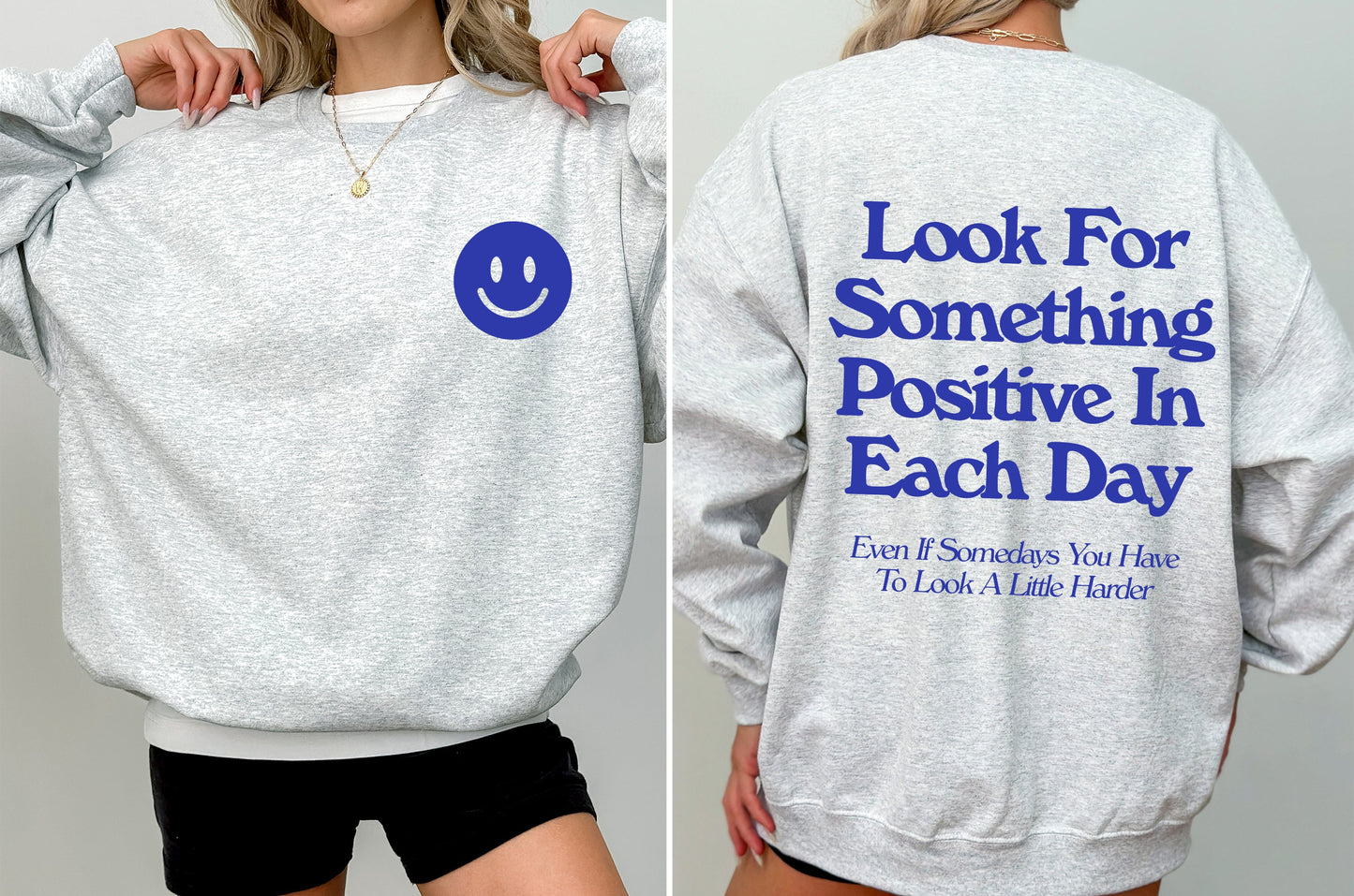 Look For Something Positive, Pocket Print, Self Love, Self Care Sweatshirt