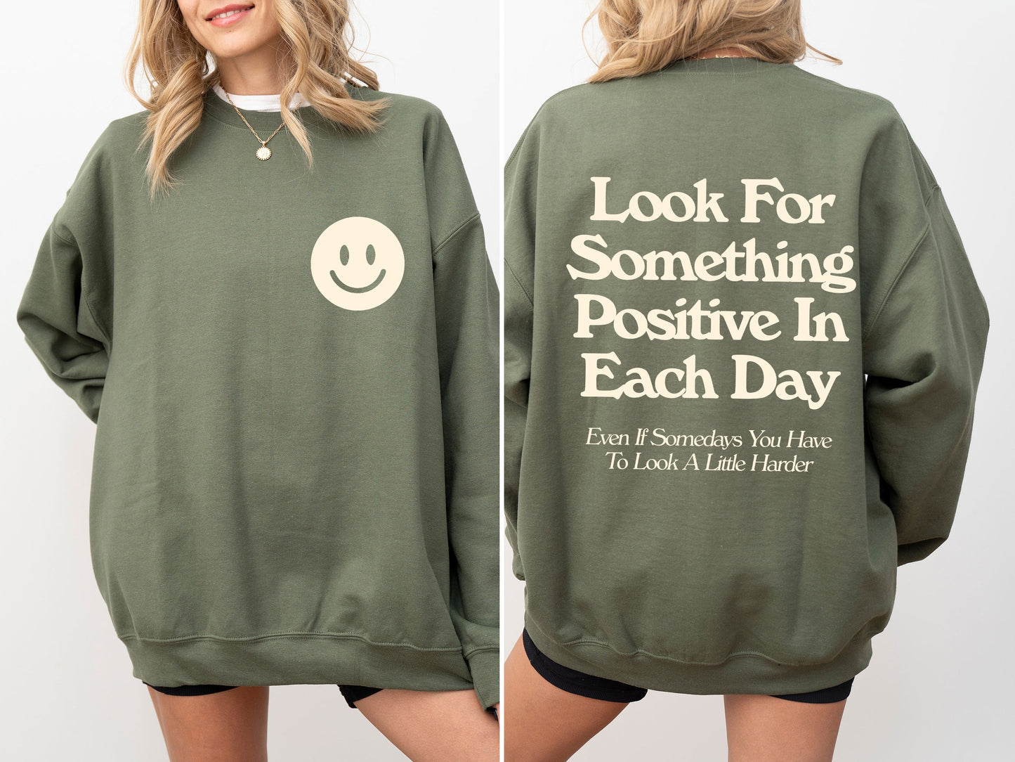 Look For Something Positive, Pocket Print, Self Love, Self Care Sweatshirt