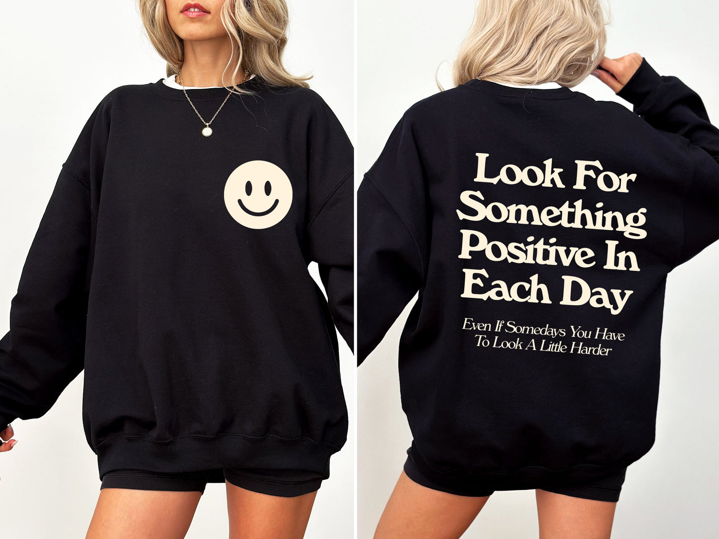 Look For Something Positive, Pocket Print, Self Love, Self Care Sweatshirt