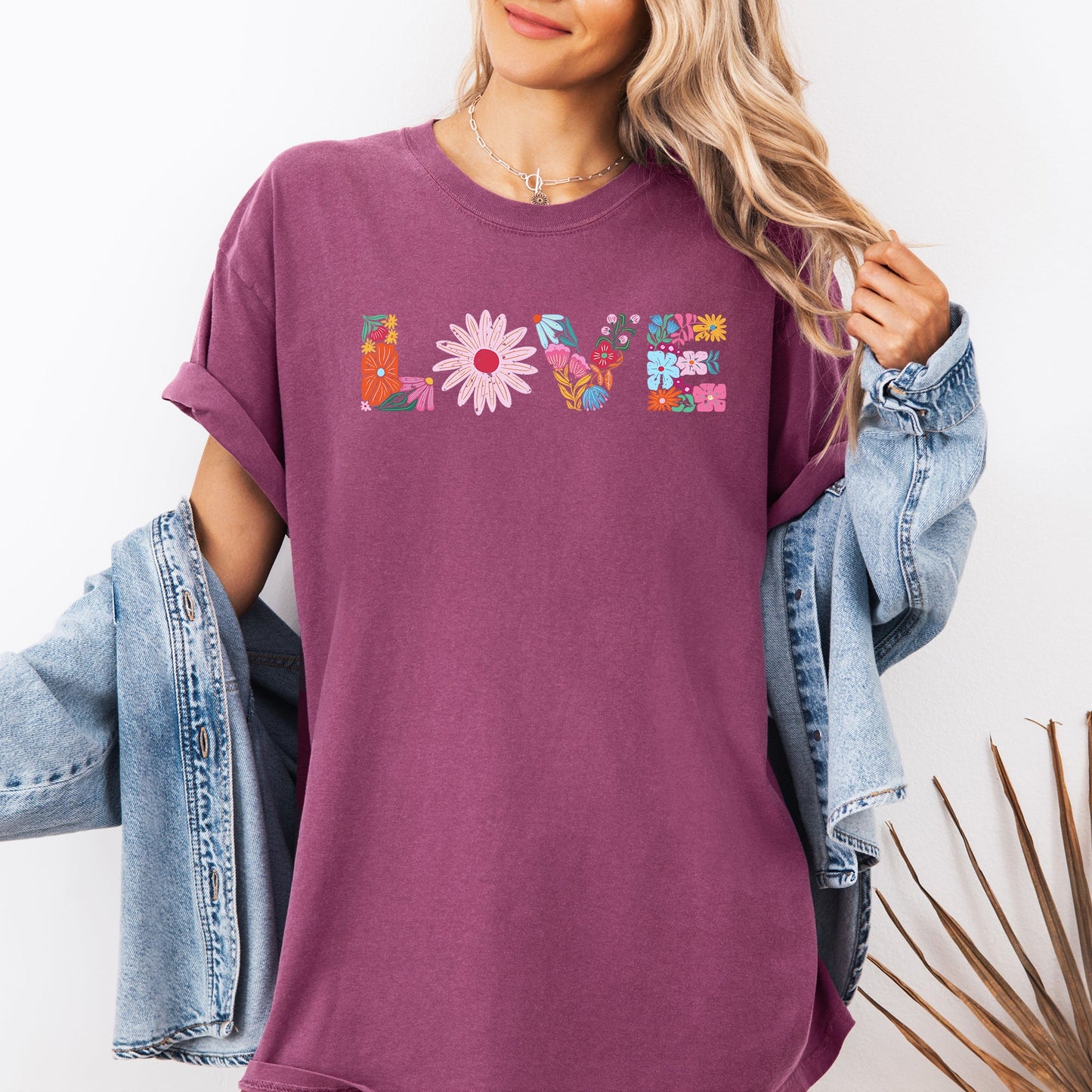 Love, Retro, Distressed, Flowers, Floral, Comfort Colors T-Shirt