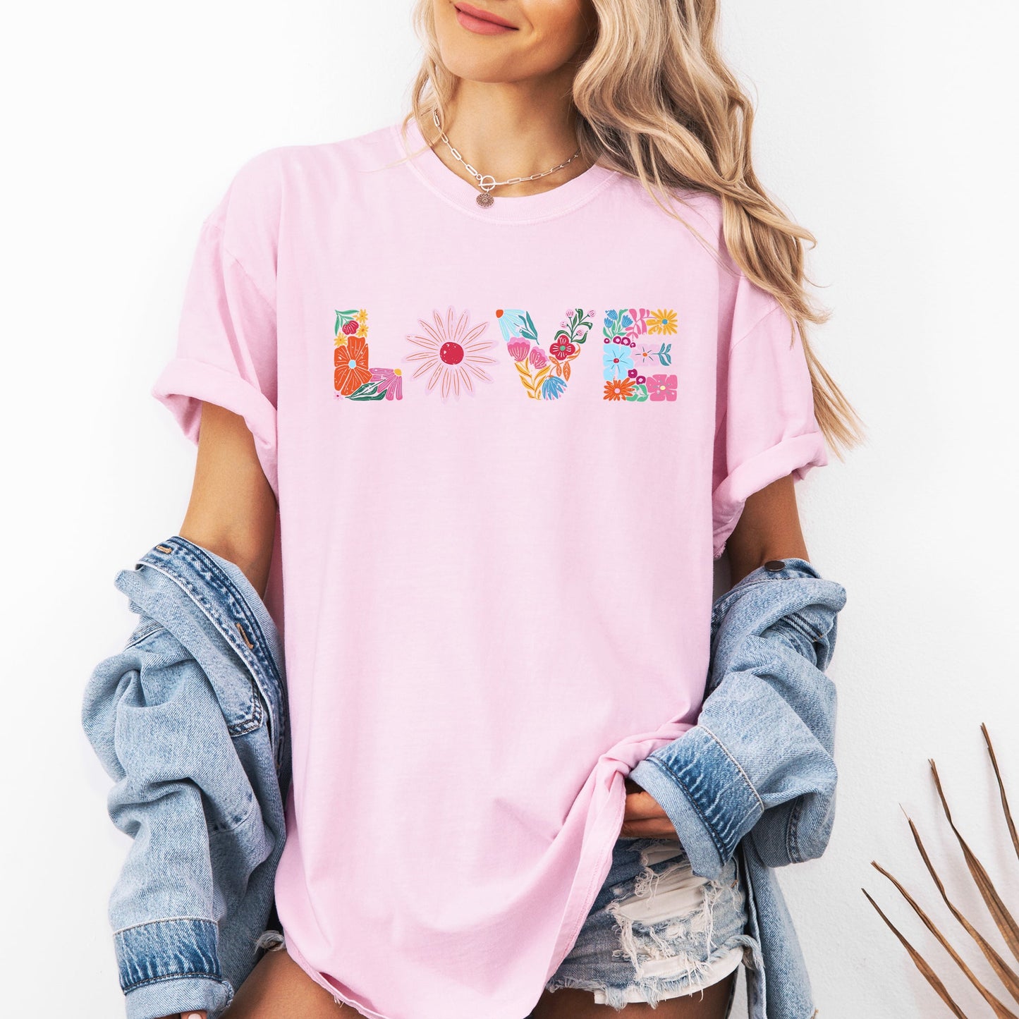 Love, Retro, Distressed, Flowers, Floral, Comfort Colors T-Shirt