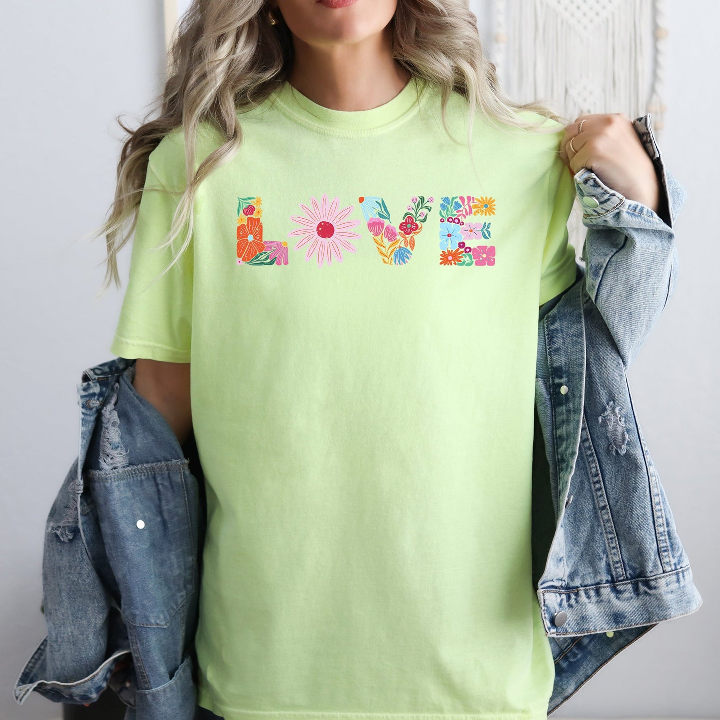Love, Retro, Distressed, Flowers, Floral, Comfort Colors T-Shirt
