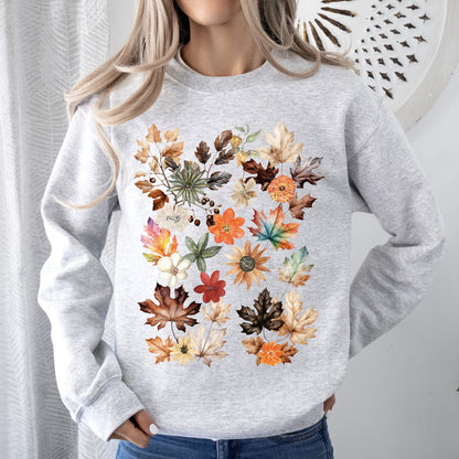 Lush Leaves Artistic Floral Print Sweatshirt