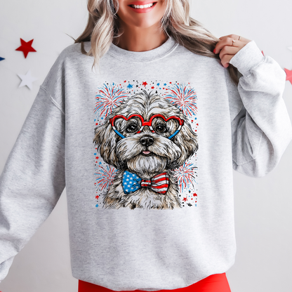 Maltese Patriotic Dog, USA, America, Pet Lover, 4th of July Sweatshirt