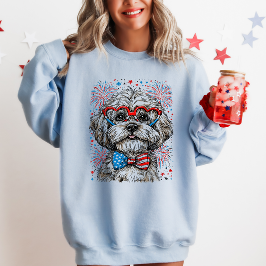 Maltese Patriotic Dog, USA, America, Pet Lover, 4th of July Sweatshirt