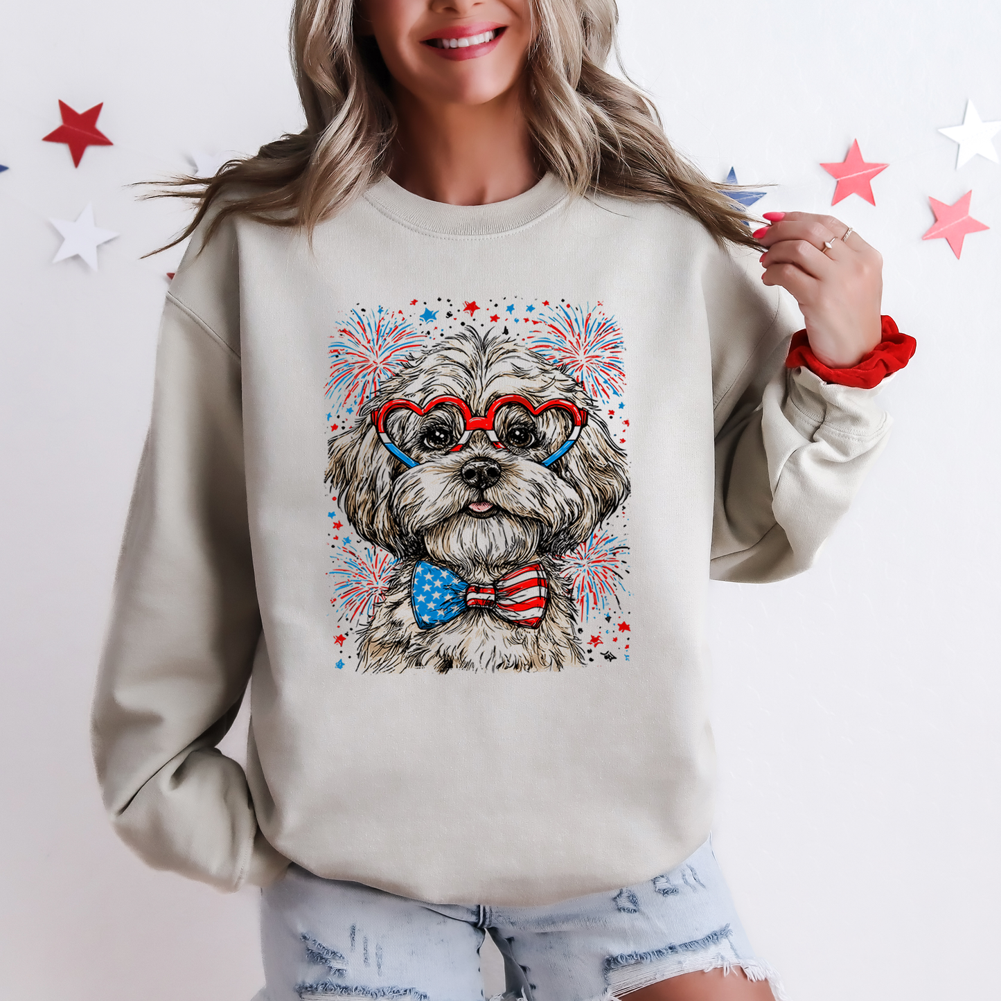 Maltese Patriotic Dog, USA, America, Pet Lover, 4th of July Sweatshirt