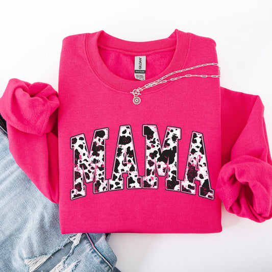 Mama Cow Print, Vintage, Western, Country, Farm, Cowboy, Cowgirl Sweatshirt