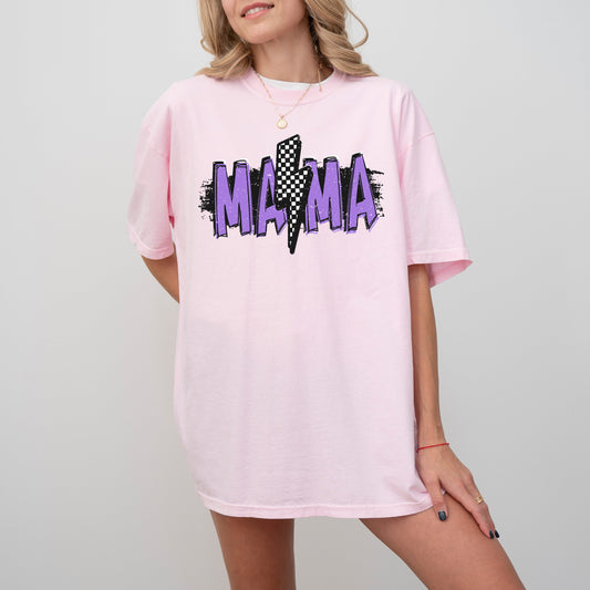 Mama Lightening Bolt, Retro, Checkered, Mother's Day, Mom Gift, Tshirt Comfort Colors T-Shirt