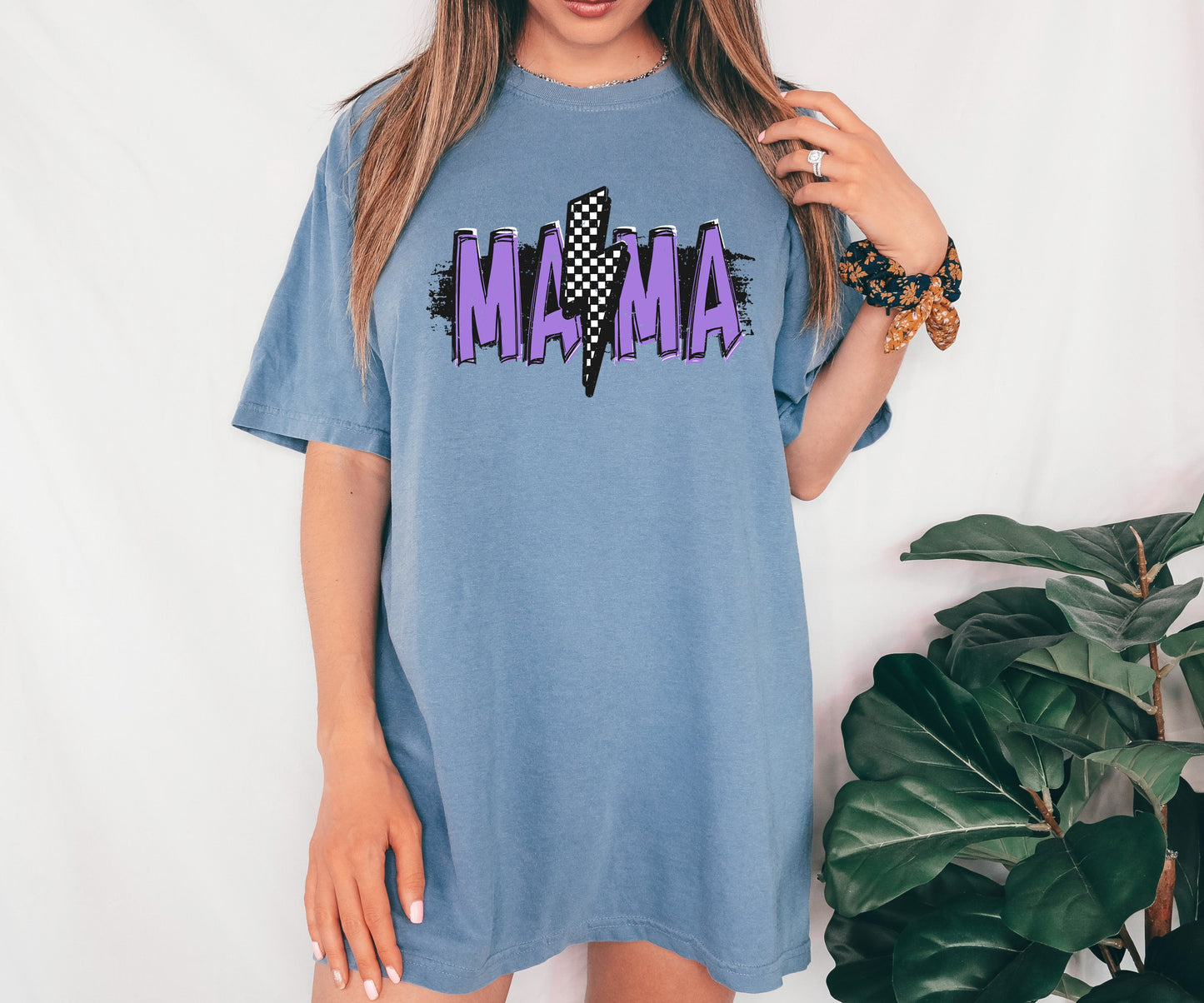 Mama Lightening Bolt, Retro, Checkered, Mother's Day, Mom Gift, Tshirt Comfort Colors T-Shirt