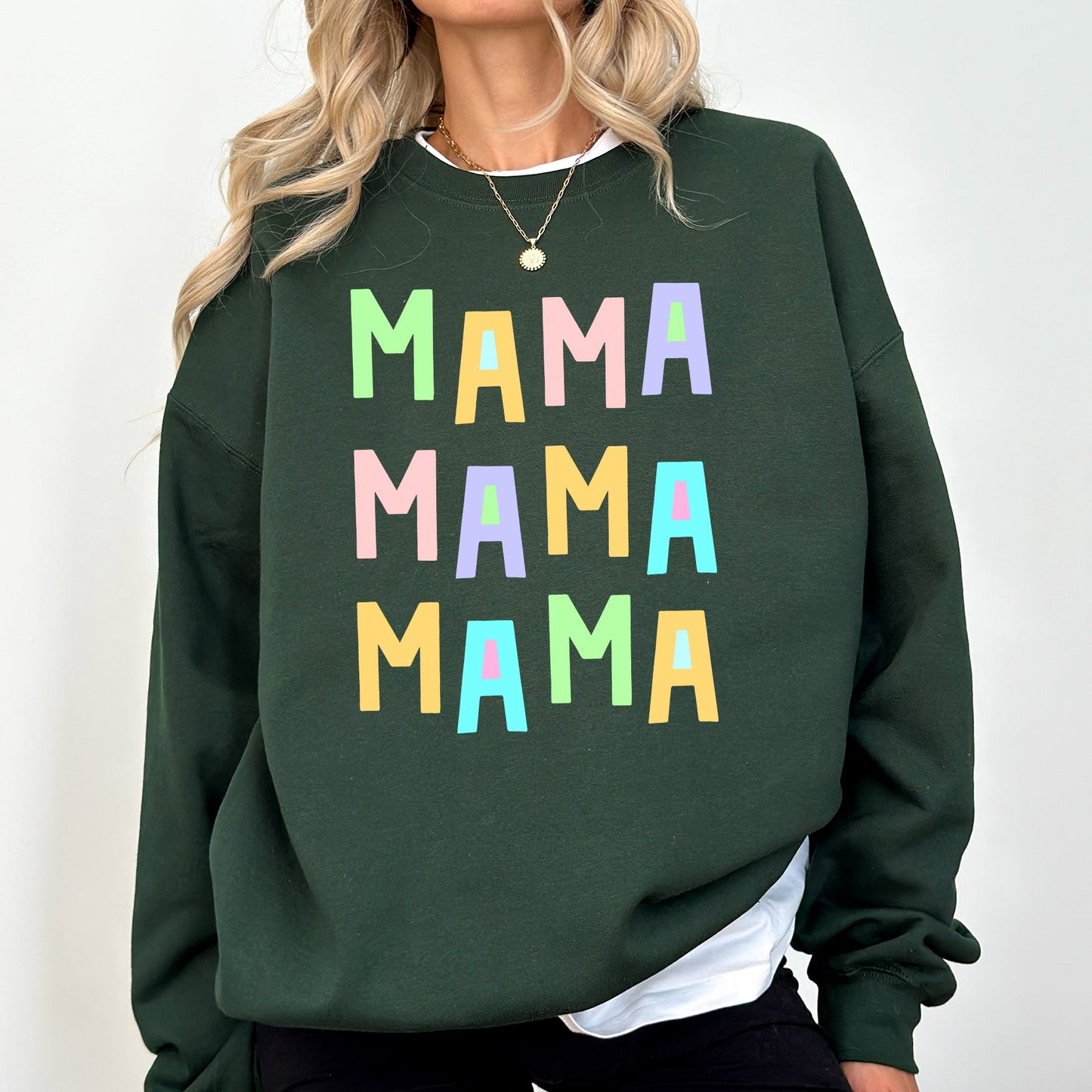 Mama Mama Mama Sweatshirt, Positivity, Funny, Sarcastic, Mom Gift, Mental Health, Colorful, Pastel, Crewneck, Crew Neck Sweatshirt