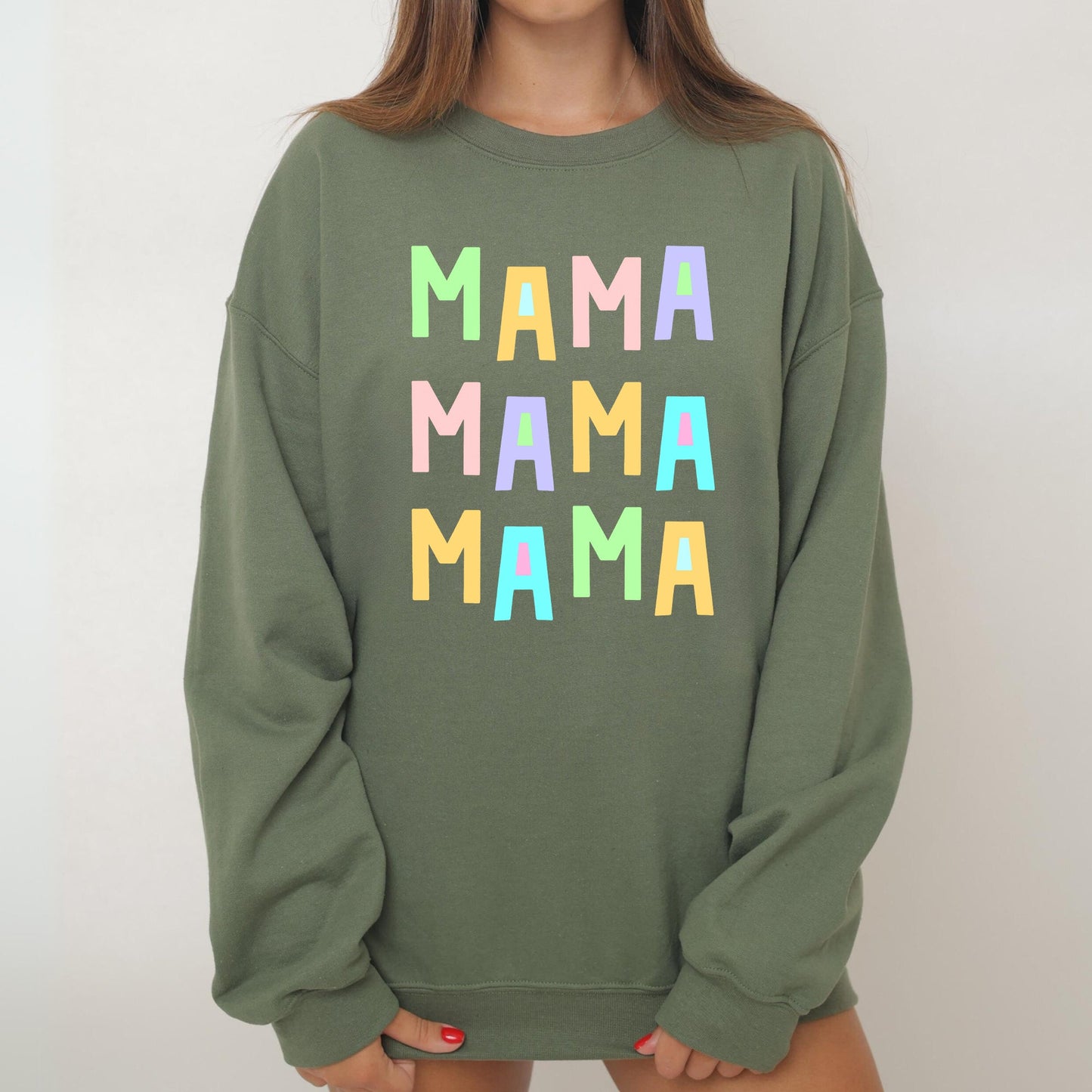Mama Mama Mama Sweatshirt, Positivity, Funny, Sarcastic, Mom Gift, Mental Health, Colorful, Pastel, Crewneck, Crew Neck Sweatshirt