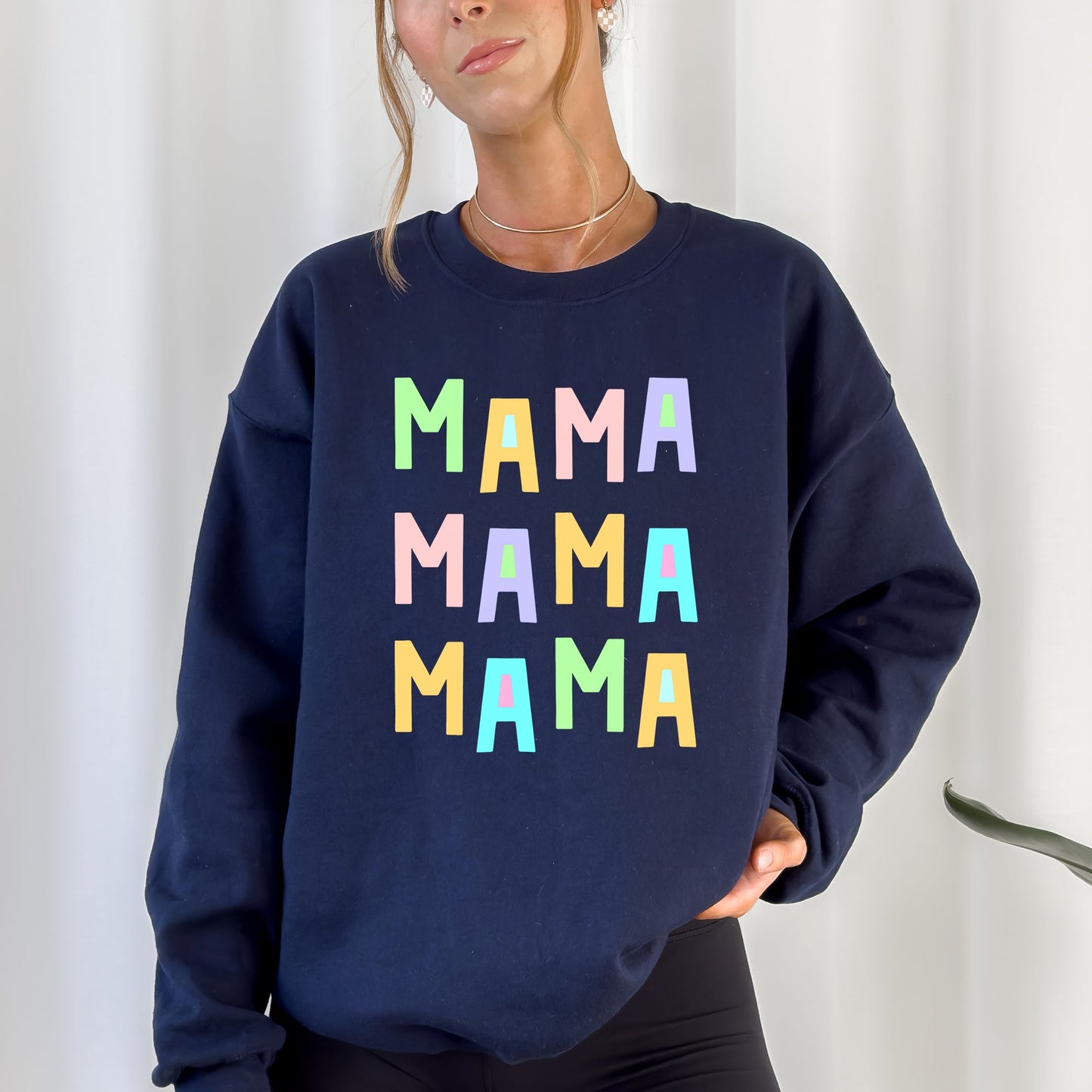 Mama Mama Mama Sweatshirt, Positivity, Funny, Sarcastic, Mom Gift, Mental Health, Colorful, Pastel, Crewneck, Crew Neck Sweatshirt