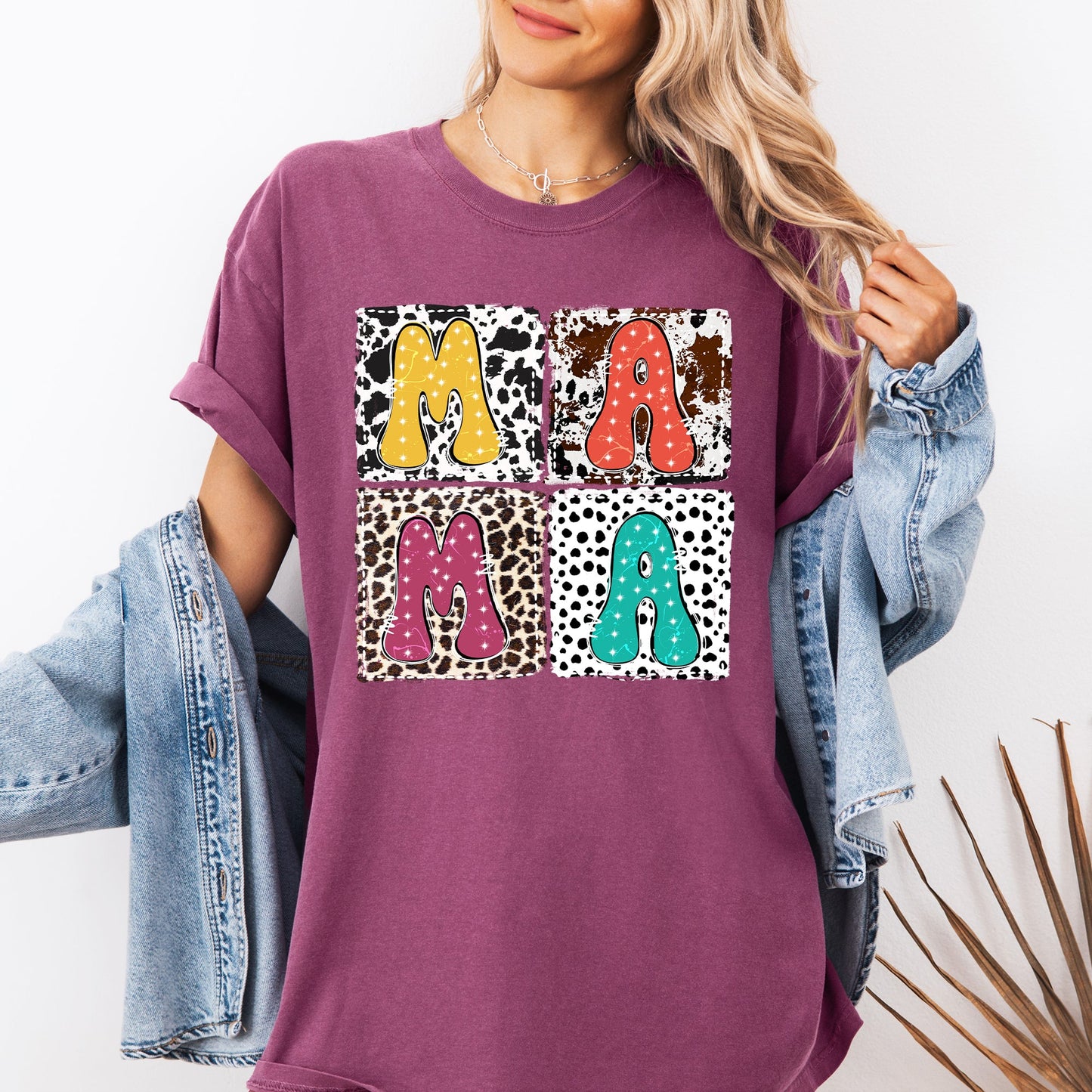 Mama, Animal Print, Leopard, Cow, Dalmatian, Retro, Mother's Day Tshirt Comfort Colors T-Shirt