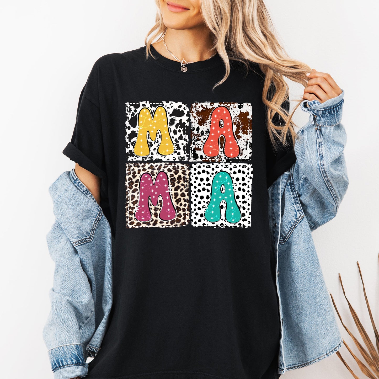 Mama, Animal Print, Leopard, Cow, Dalmatian, Retro, Mother's Day Tshirt Comfort Colors T-Shirt