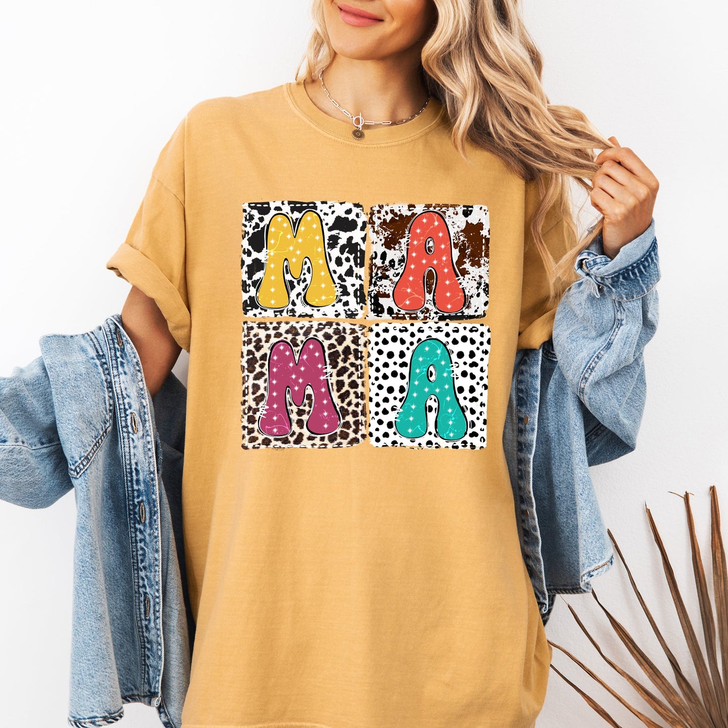 Mama, Animal Print, Leopard, Cow, Dalmatian, Retro, Mother's Day Tshirt Comfort Colors T-Shirt