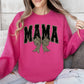 Mama, Black Leopard Print, Bow, Ribbon, Mother's Day Sweatshirt