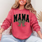 Mama, Black Leopard Print, Bow, Ribbon, Mother's Day Sweatshirt