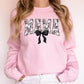 Mama, Bow, Ribbon, Black, Chinoiserie, Coquette, Varsity, Mother's Day Sweatshirt