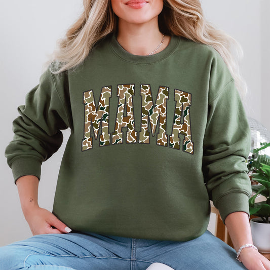 Mama, Camo, Camouflage, Hunting, Retro, Mother's Day Sweatshirt