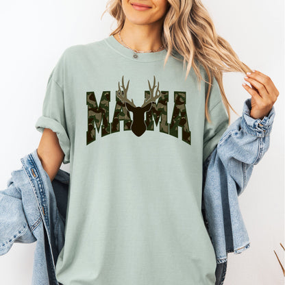 Mama, Camo, Deer, Hunting, Retro, Mother's Day Tshirt Comfort Colors T-Shirt