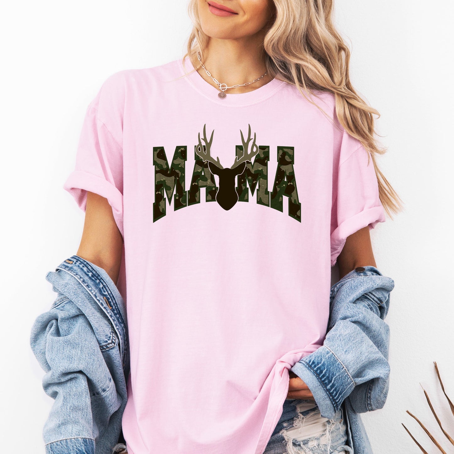 Mama, Camo, Deer, Hunting, Retro, Mother's Day Tshirt Comfort Colors T-Shirt