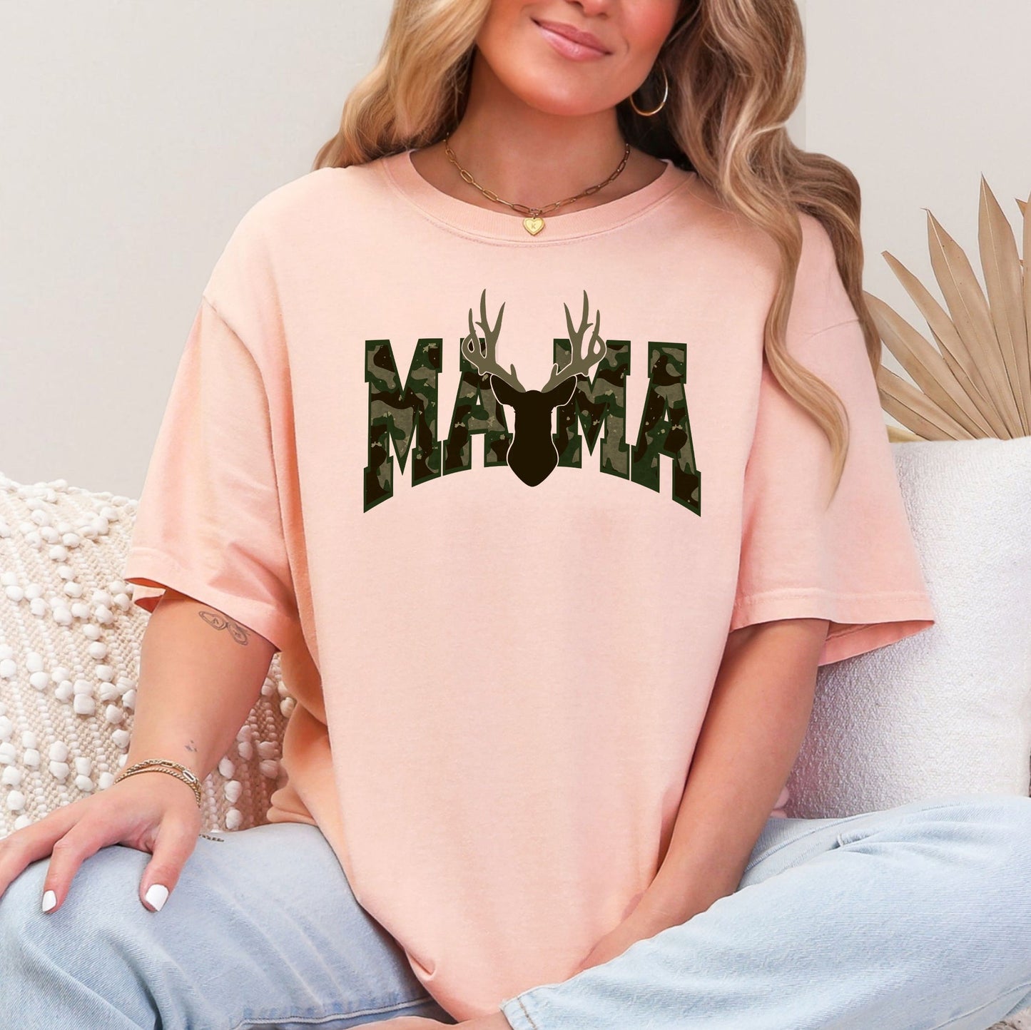 Mama, Camo, Deer, Hunting, Retro, Mother's Day Tshirt Comfort Colors T-Shirt