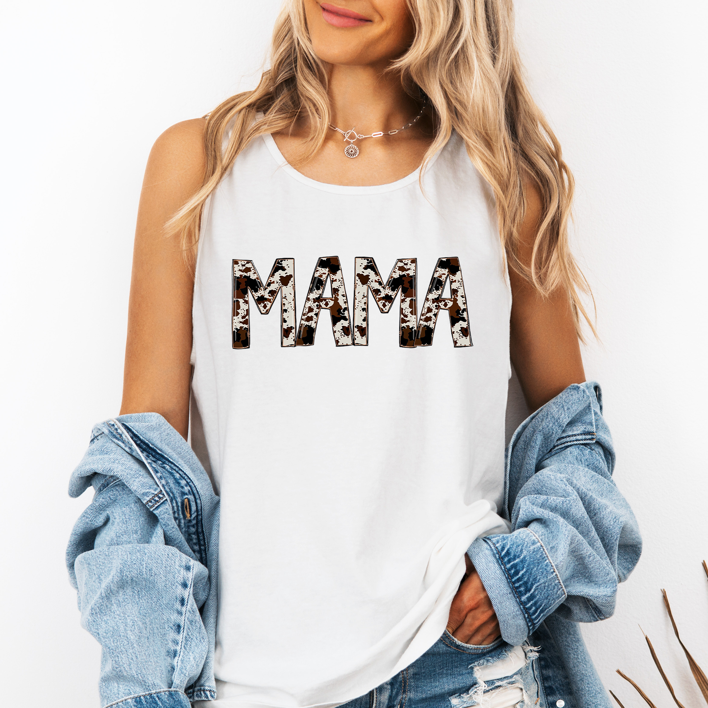 Mama, Cow Print, Country, Western Comfort Colors Tank Top