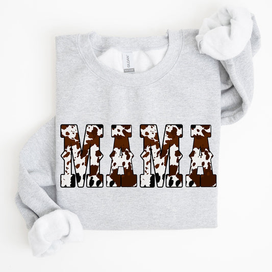 Mama, Cow Print, Western, Country, Varsity, Retro, Vintage Sweatshirt