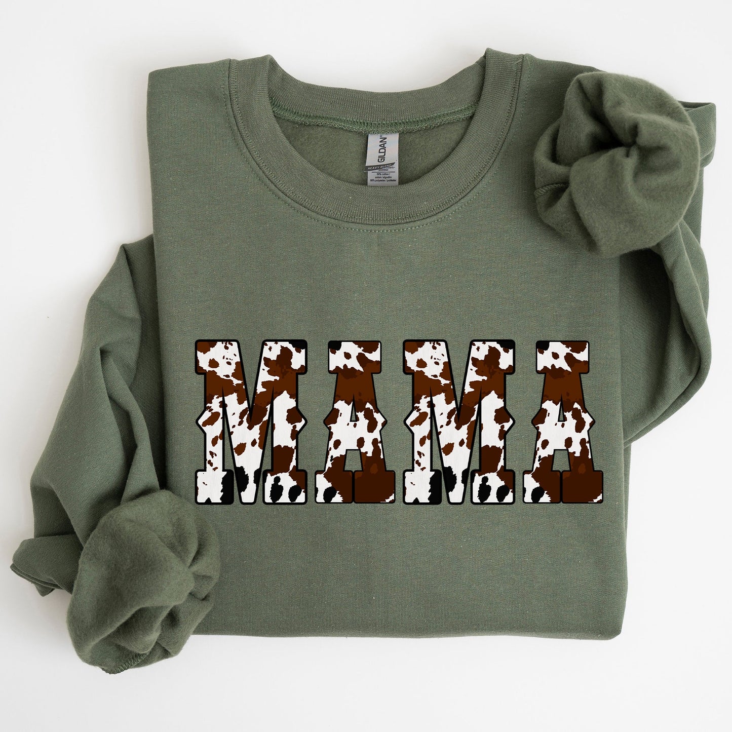 Mama, Cow Print, Western, Country, Varsity, Retro, Vintage Sweatshirt