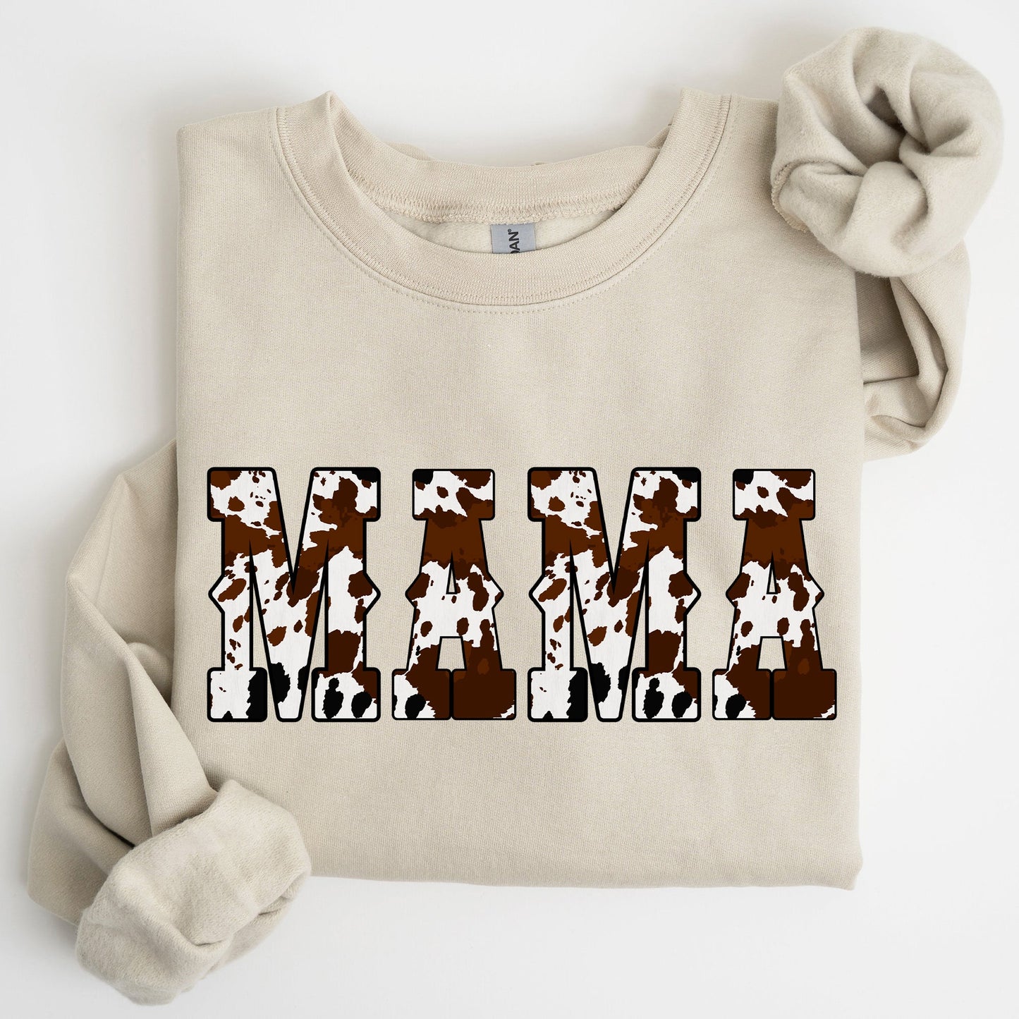 Mama, Cow Print, Western, Country, Varsity, Retro, Vintage Sweatshirt