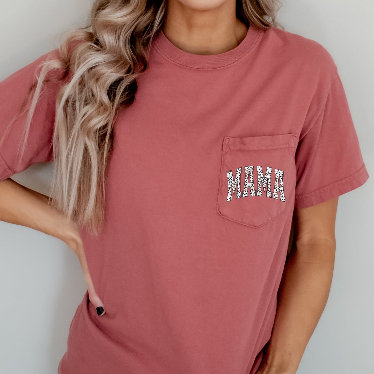 Mama, Dalmatian Print, Retro, Pocket Tee Comfort Colors T-Shirt