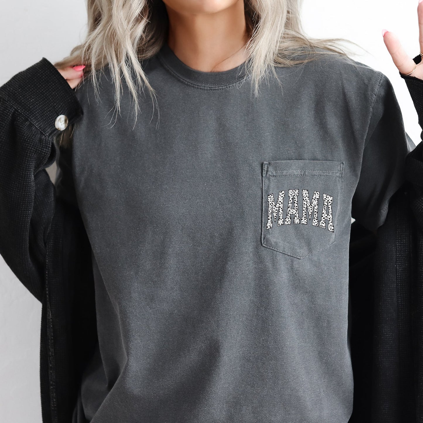 Mama, Dalmatian Print, Retro, Pocket Tee Comfort Colors T-Shirt