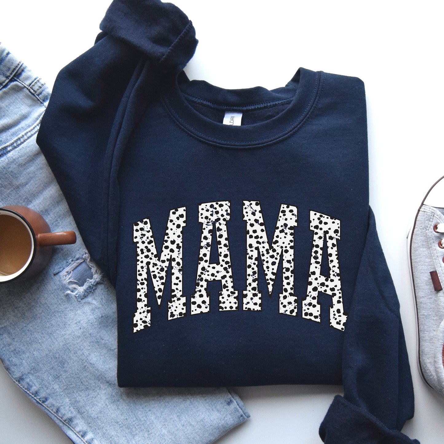 Mama, Dalmatian Print, Varsity, Retro, Vintage Sweatshirt