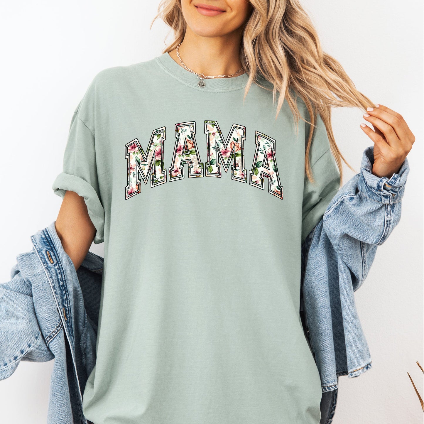 Mama, Floral, Chinoiserie, Coquette, Varsity, Mother's Day Tshirt Comfort Colors T-Shirt