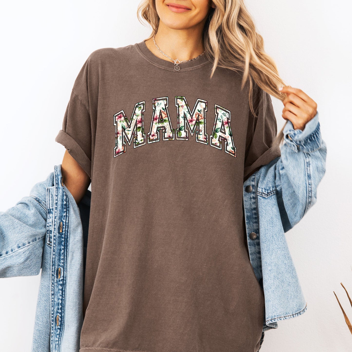 Mama, Floral, Chinoiserie, Coquette, Varsity, Mother's Day Tshirt Comfort Colors T-Shirt