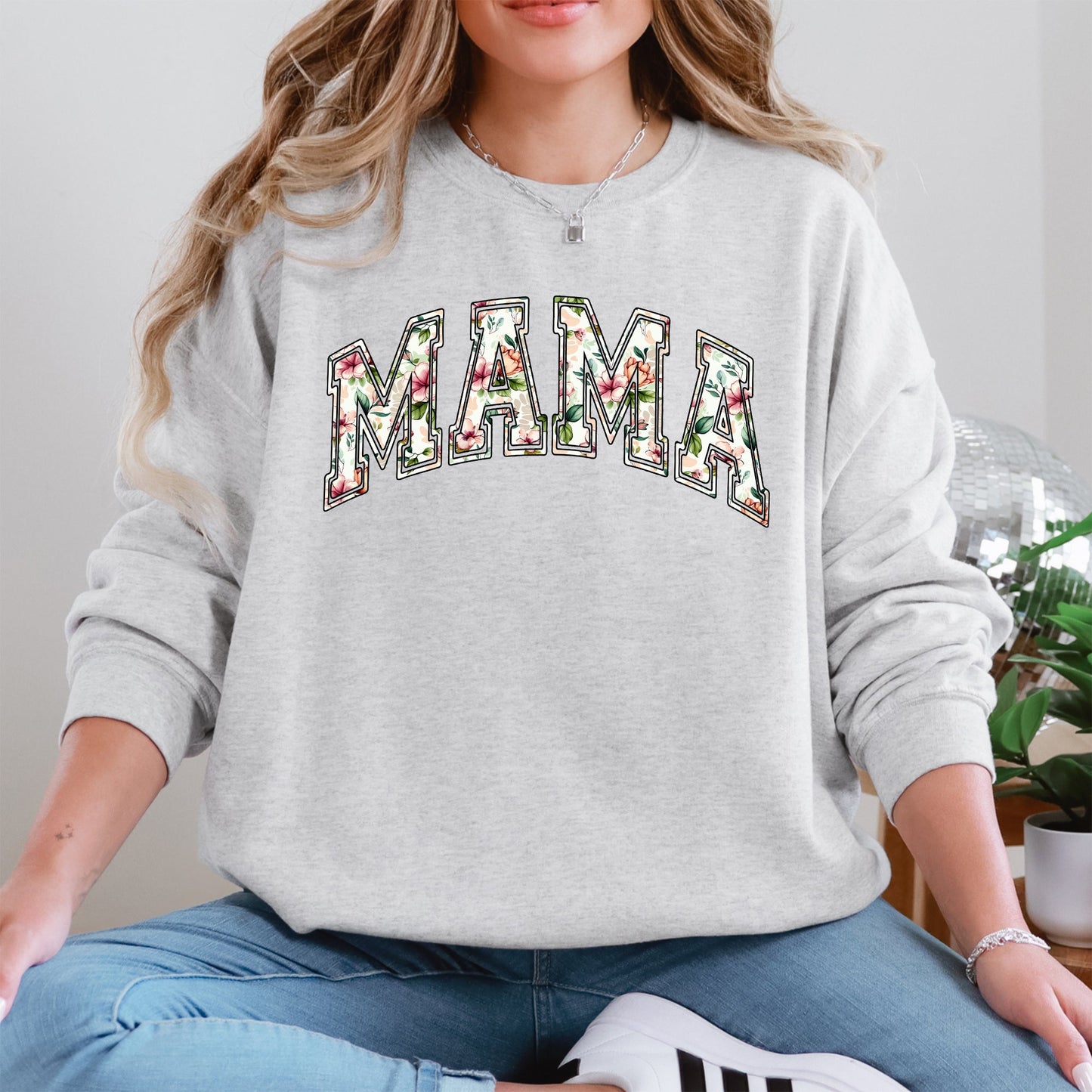 Mama, Floral, Chinoiserie, Coquette, Varsity, Mother's Day Sweatshirt