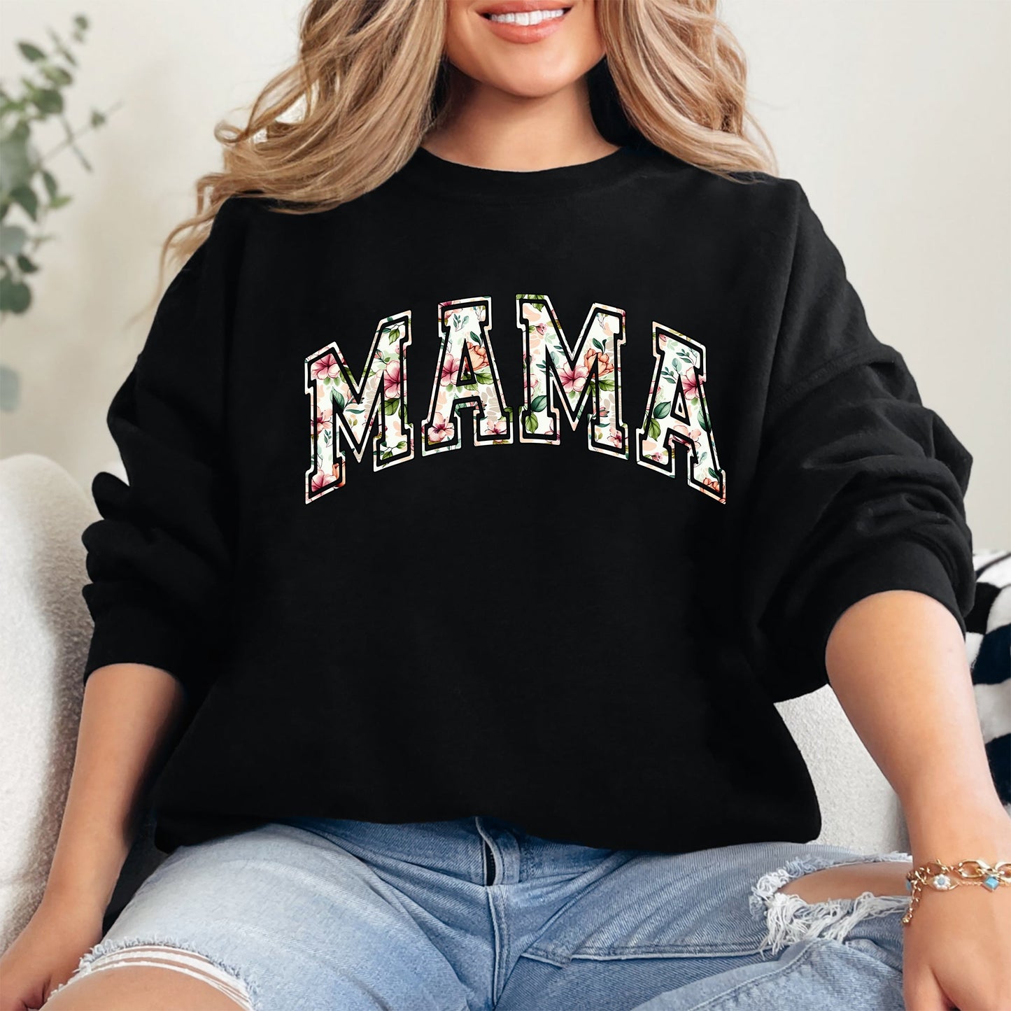 Mama, Floral, Chinoiserie, Coquette, Varsity, Mother's Day Sweatshirt